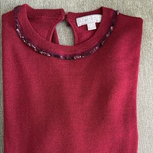 J. Crew Burgundy Sweater with Sequin Trim